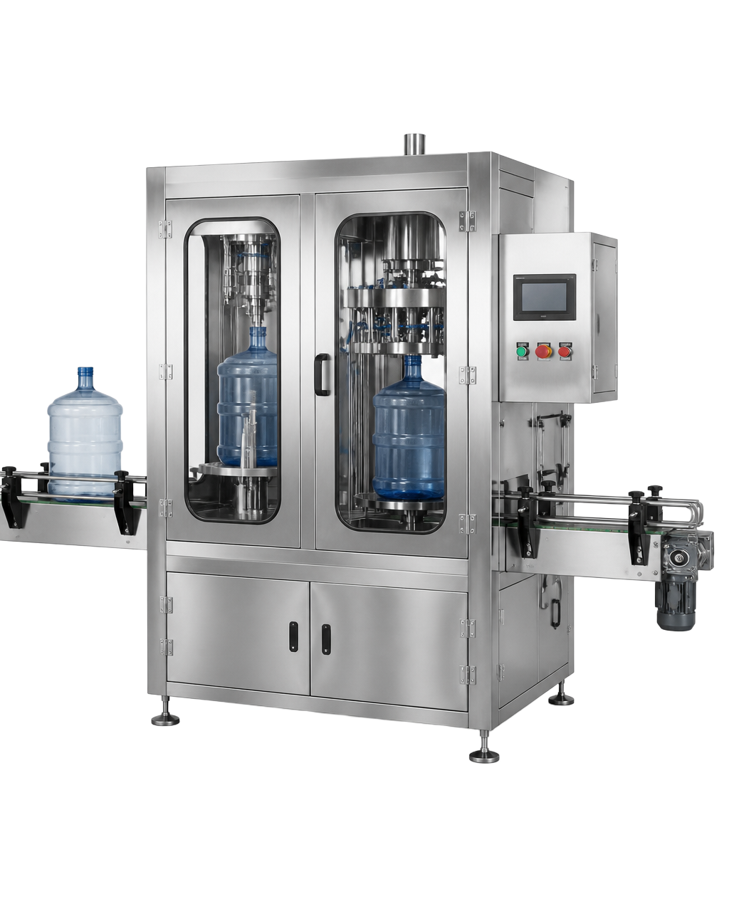 Máquina automática de envase de galões em aço inox fabricada pela Brianinox